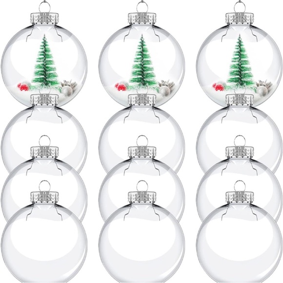 12 Large Clear Glass Ball Fillable Holiday Ornaments - DIY Crafting - Picture 1 of 9